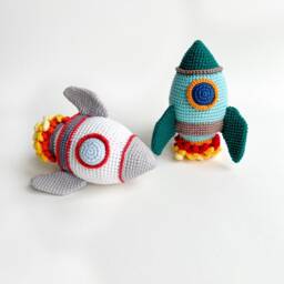 Crochet Rocket Ship Rattle Toy Space Nursery Decor