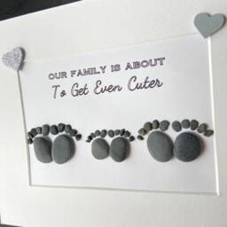 Family Feet Baby Nursery Pebble Art Picture Decor For Nursery New Baby Frame Shower Personalised Gift Babys First Birthday - thumbnail 3