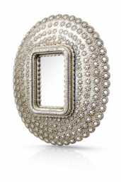 Oval Mango Wood Mirror - Antique Silver Peacock Feather Frame, 118x90cm Wall Decor
