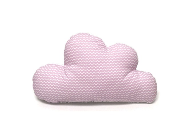 Cloud Pillow - Cuddle Pillow For Kids With Terry On The Backside Pink Chevron - image 1