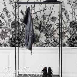 Black Meadow - Removable Wall Mural, Design, Covering, Reusable, Black, Sketch, Nature, Print, White, Fashion, Repeat, Subtle #87 - thumbnail 2
