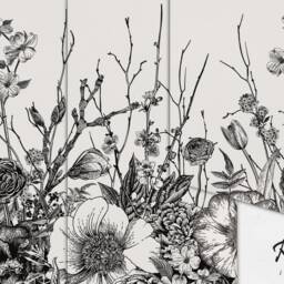 Black Meadow - Removable Wall Mural, Design, Covering, Reusable, Black, Sketch, Nature, Print, White, Fashion, Repeat, Subtle #87 - thumbnail 3