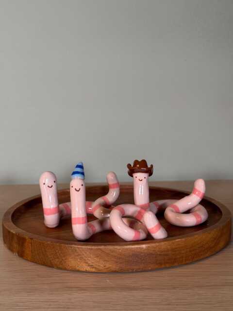 Ceramic Worm, Randomly Selected Worm, Cute Trinket - image 1