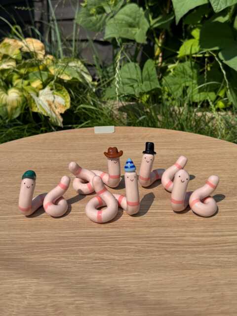 Ceramic Worm, Randomly Selected Worm, Cute Trinket - image 1