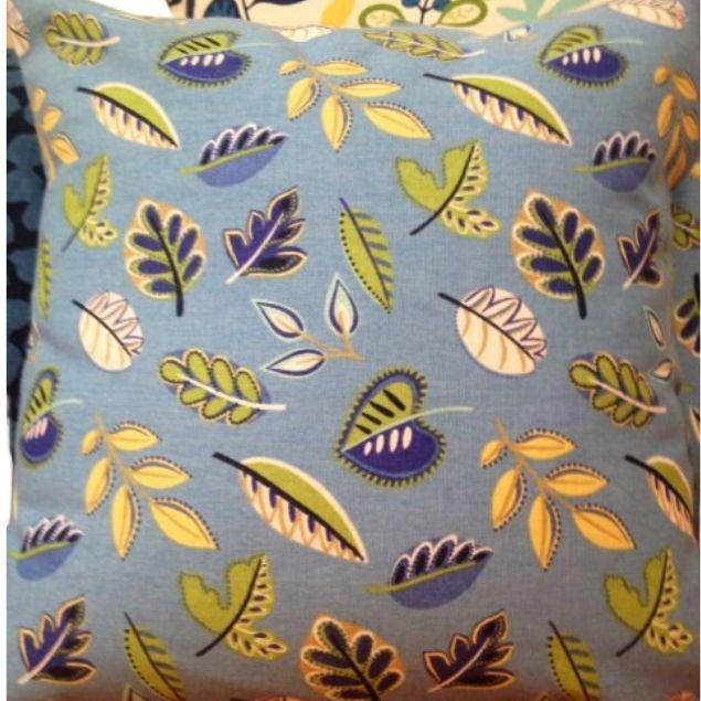 Blue Loose Leaf Decorative Pillow Cover 16 X Inch With Gorgeous Home Decor Fabric Daybreak - image 1