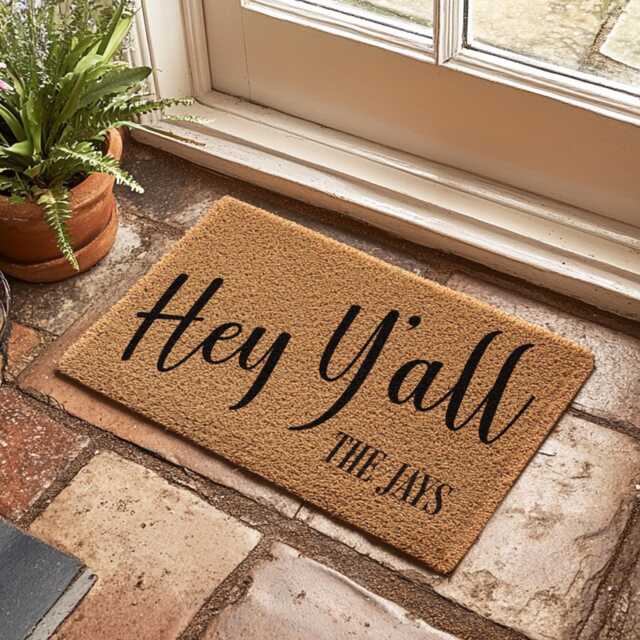 Fun Entryway Hey Y'all Doormat - Front Porch Decor Housewarming Gift Custom Door Mat With Southern Design New Home Farmhouse - image 1