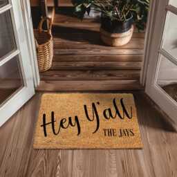 Fun Entryway Hey Y'all Doormat - Front Porch Decor Housewarming Gift Custom Door Mat With Southern Design New Home Farmhouse - thumbnail 2