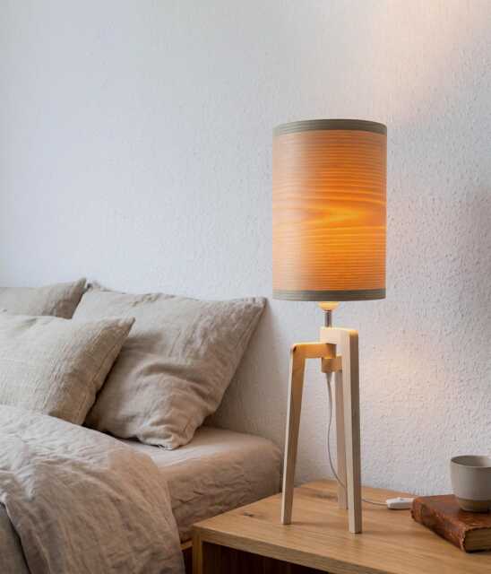 Tripod Ash Wood Table Lamp, Scandinavian Modern Bedside Lighting - image 1