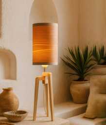 Elegant Bedside Lamp For Scandinavian Decor, Wood Table Living Room Rustic Decor, Stylish Desk Modern Lighting - thumbnail 1
