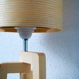 Tripod Ash Wood Table Lamp, Scandinavian Modern Bedside Lighting - thumbnail 4