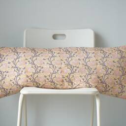 Floral Lumbar Pillow Cover Indian Block Print, Natural Dyed Batik - thumbnail 2