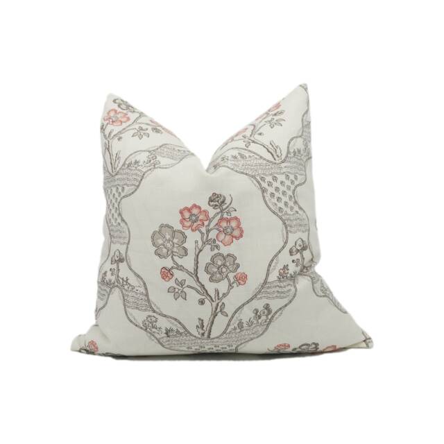 Schumacher - Marella Rose Charming Wavy Botanical Trellis Cushion Cover Handmade Throw Pillow Designer Home D??cor - image 1