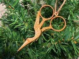 Embroidery Stork Scissors Wooden Christmas Ornament, Laser Cut, Made To Order. Craft, Gift, Fiber Art, Crafting