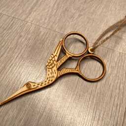 Embroidery Stork Scissors Wooden Christmas Ornament, Laser Cut, Made To Order. Craft, Gift, Fiber Art, Crafting - thumbnail 2