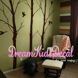 Nursery Wall Decals-Forest Trees With Birds - thumbnail 2