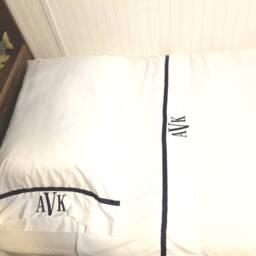 Monogrammed Sheet Set Custom Embroidery Personalized Sheets Bedding Queen Twin Full King Navy Blue - thumbnail 2