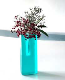 Translucent Turquoise Resin Flower Vase Modern Minimalist Decor - thumbnail 1