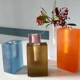 Translucent Turquoise Resin Flower Vase Modern Minimalist Decor - thumbnail 2