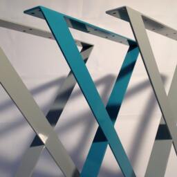 Modern Flat Steel X-Frame Dining Table Legs - Set Of 2 - thumbnail 3