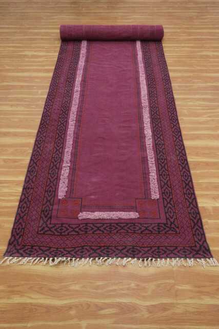 Purple Cotton Hallway Runner Rug, Handwoven Boho Area Rug - image 1