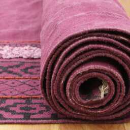 Purple Cotton Hallway Runner Rug, Handwoven Boho Area Rug - thumbnail 3