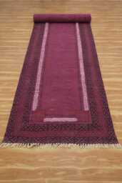 Purple Cotton Hallway Runner Rug, Handwoven Boho Area Rug - thumbnail 1