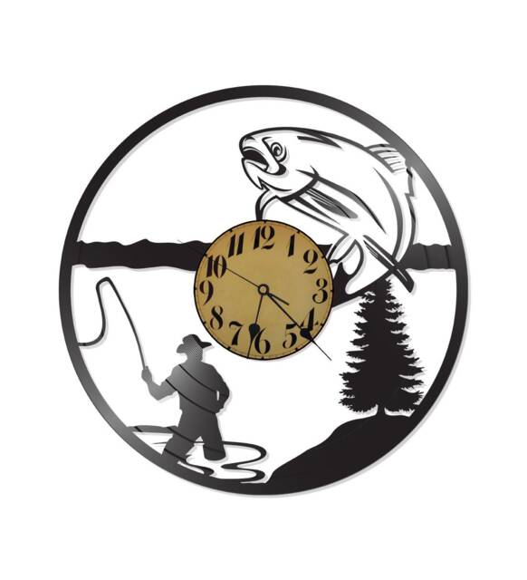 Free Shipping Fishing Lake Themed Vinyl Album Record Clock Made in The > Usa - image 1