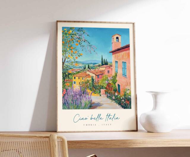 Umbria Italy Travel Poster Italian Landscape Art Print - image 1