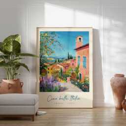 Umbria Italy Travel Poster Italian Landscape Art Print - thumbnail 2