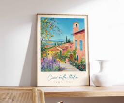 Umbria Italy Travel Poster Italian Landscape Art Print - thumbnail 1