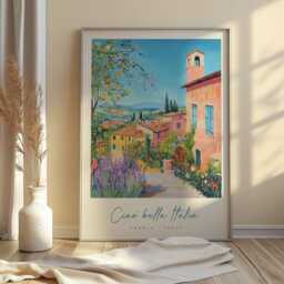 Umbria Italy Travel Poster Italian Landscape Art Print - thumbnail 3