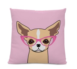 Chihuahua Pillow - With Glasses Dog Decor Gift Funny