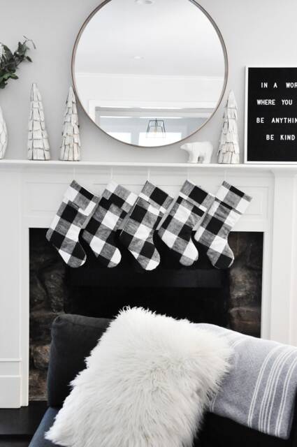 Modern Farmhouse Christmas Stocking, Personalized Family Set. Buffalo Check Plaid. Black & White, No.713 - image 1