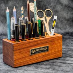 Wood Desk Organizer - Pen Holder Mahogany - thumbnail 4