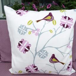 Pillow Cover White Purple Lilac Green Grey Tree Birds Rounds Decorative Pillow For Throw Pillows Floor Cushions Accent Pillows - thumbnail 3