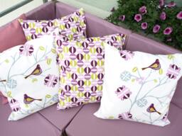Pillow Cover White Purple Lilac Green Grey Tree Birds Rounds Decorative Pillow For Throw Pillows Floor Cushions Accent Pillows - thumbnail 1