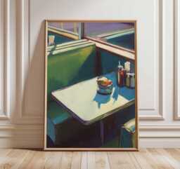 Retro Diner Wall Art, Mid Century Modern Cafe Booth Poster - thumbnail 1