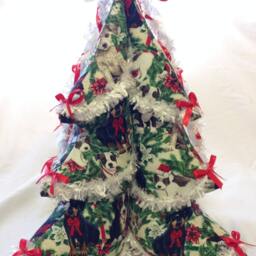 Fun Fur Puppies in Fabric Christmas Tree, Trimmed Stuffed Holiday Decorations, Puppies Tree - thumbnail 2