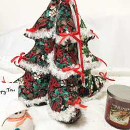 Fun Fur Puppies in Fabric Christmas Tree, Trimmed Stuffed Holiday Decorations, Puppies Tree - thumbnail 4