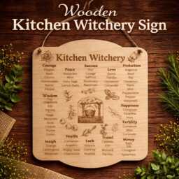 Wooden Kitchen Witchery Sign, Herb Guide, Spell Ingredients, Wicca Decor