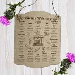 Kitchen Witchery Wooden Sign Wicca Herbs & Spell Recipes - thumbnail 1