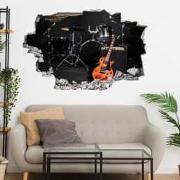 Musical Instruments Drums Guitar Concert Stage Wall Decal Sticker Mural Print Art Home Office Decor Cp45 - thumbnail 1