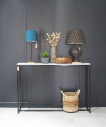 Console Table Mild Steel Framed Sideboard Radiator Cover With Stone Worktop - thumbnail 1