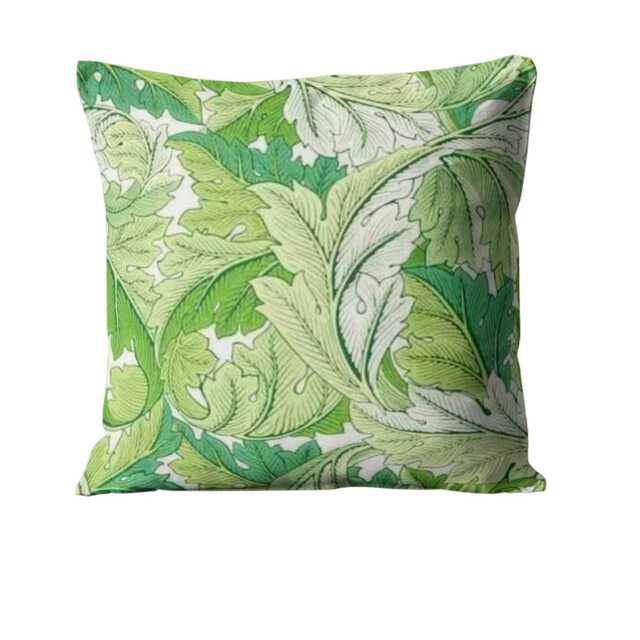 William Morris Acanthus, Arts & Crafts, Leaf Green, Linen Cotton Blend Cushion Cover, Throw Pillow Home Decor - image 1