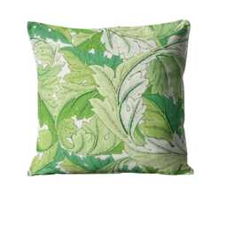 William Morris Acanthus, Arts & Crafts, Leaf Green, Linen Cotton Blend Cushion Cover, Throw Pillow Home Decor - thumbnail 1