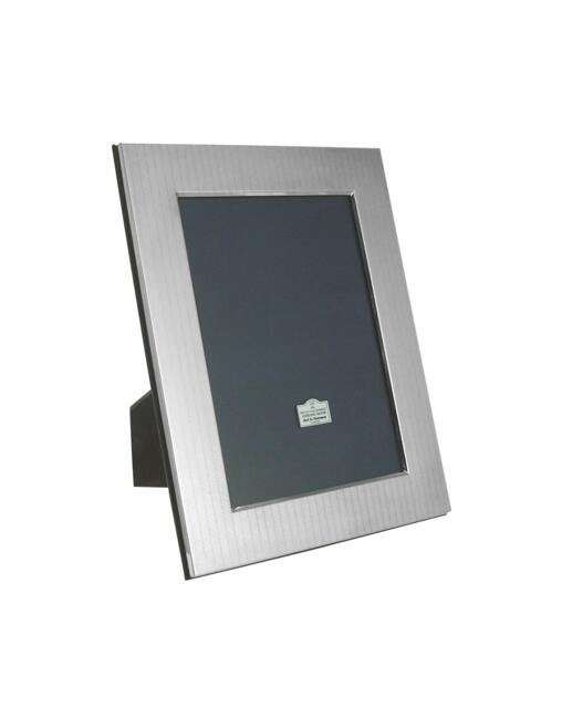 sterling Silver Herringbone Photo Frame, Mahogany Back - 5x3.5 - image 1