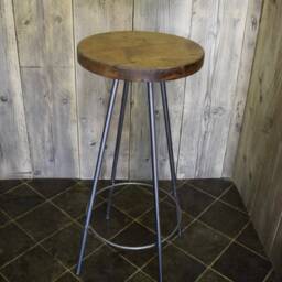 Handmade Industrial Bar Stool, Reclaimed Scaffold Board, Steel Legs - thumbnail 3