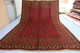 6'6x9'10 Ft Large Red Akhcha Handmade Area Rug, Afghan High Pile Rug Turkmen Bokhara Rug Livingroom Rug, Tribal Bedroom Office - thumbnail 1