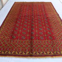 6'6x9'10 Ft Large Red Akhcha Handmade Area Rug, Afghan High Pile Rug Turkmen Bokhara Rug Livingroom Rug, Tribal Bedroom Office - thumbnail 2