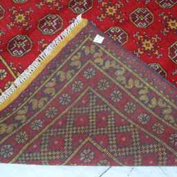 6'6x9'10 Ft Large Red Akhcha Handmade Area Rug, Afghan High Pile Rug Turkmen Bokhara Rug Livingroom Rug, Tribal Bedroom Office - thumbnail 4